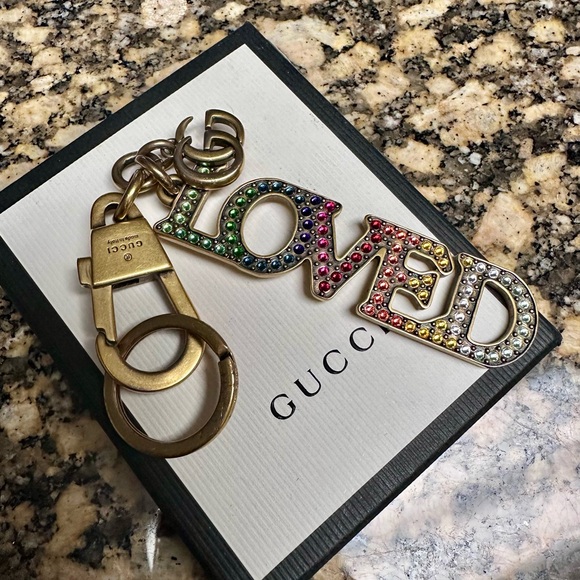 Gucci Accessories - RARE Gucci Multicolor 'Loved' Keychain Bag Charm Jewelry Accessory